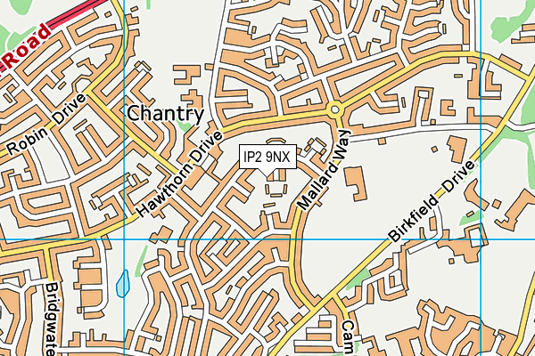 IP2 9NX map - OS VectorMap District (Ordnance Survey)