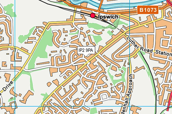 IP2 9PA map - OS VectorMap District (Ordnance Survey)