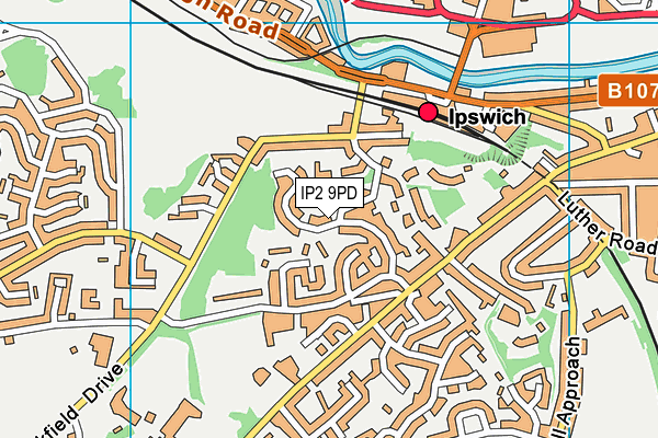 IP2 9PD map - OS VectorMap District (Ordnance Survey)