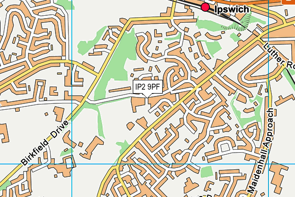 IP2 9PF map - OS VectorMap District (Ordnance Survey)