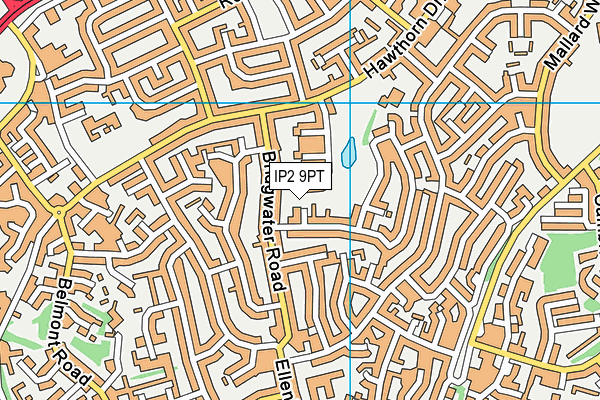 IP2 9PT map - OS VectorMap District (Ordnance Survey)