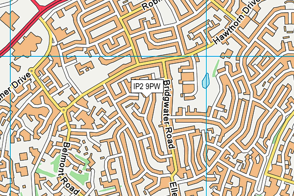 IP2 9PW map - OS VectorMap District (Ordnance Survey)