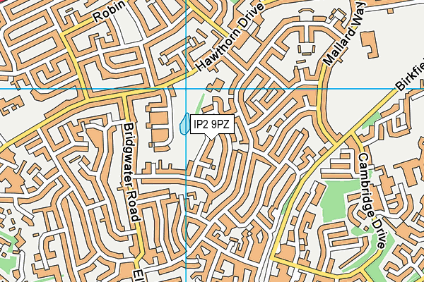 IP2 9PZ map - OS VectorMap District (Ordnance Survey)