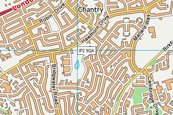 IP2 9QA map - OS VectorMap District (Ordnance Survey)