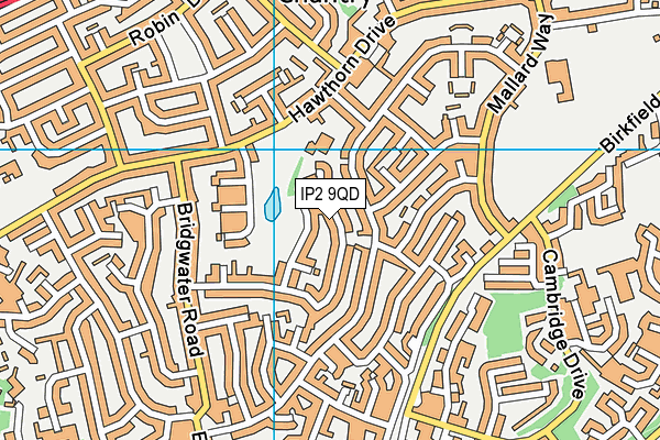 IP2 9QD map - OS VectorMap District (Ordnance Survey)