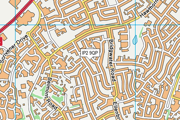 IP2 9QP map - OS VectorMap District (Ordnance Survey)