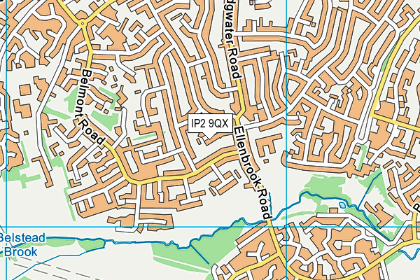 IP2 9QX map - OS VectorMap District (Ordnance Survey)