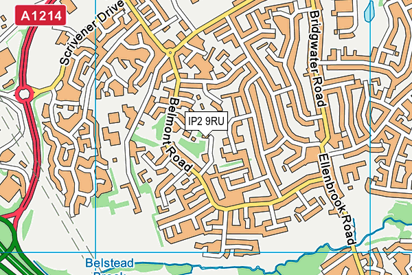 IP2 9RU map - OS VectorMap District (Ordnance Survey)