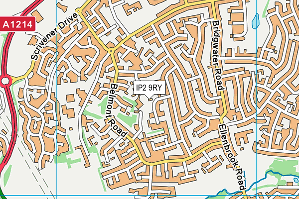 IP2 9RY map - OS VectorMap District (Ordnance Survey)