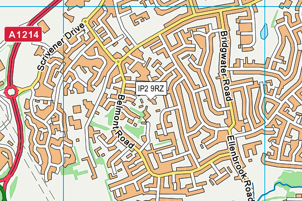 IP2 9RZ map - OS VectorMap District (Ordnance Survey)