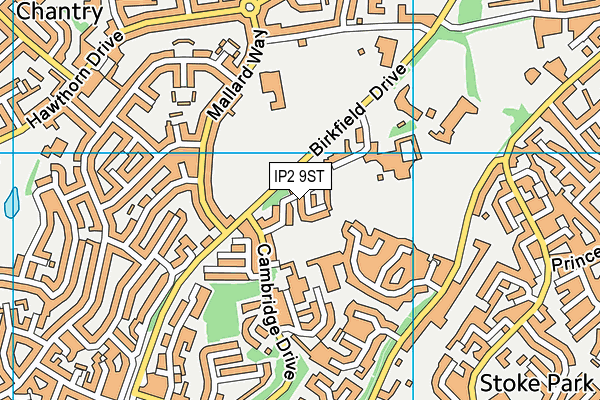 IP2 9ST map - OS VectorMap District (Ordnance Survey)