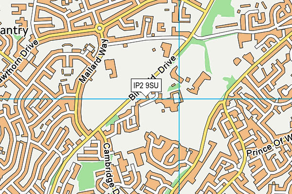 IP2 9SU map - OS VectorMap District (Ordnance Survey)