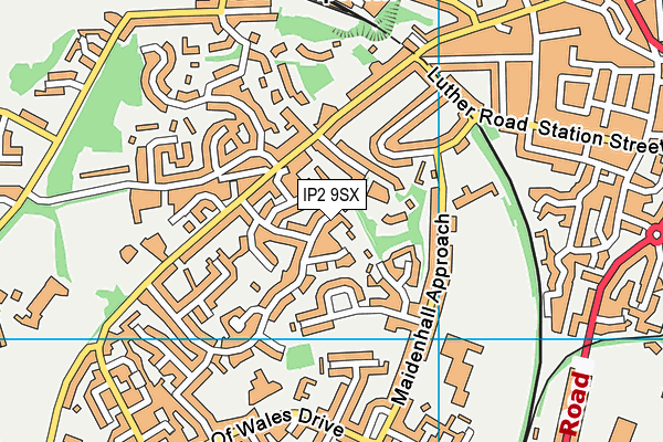 IP2 9SX map - OS VectorMap District (Ordnance Survey)