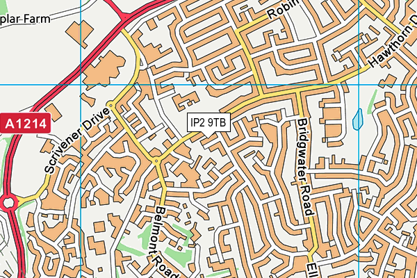 IP2 9TB map - OS VectorMap District (Ordnance Survey)