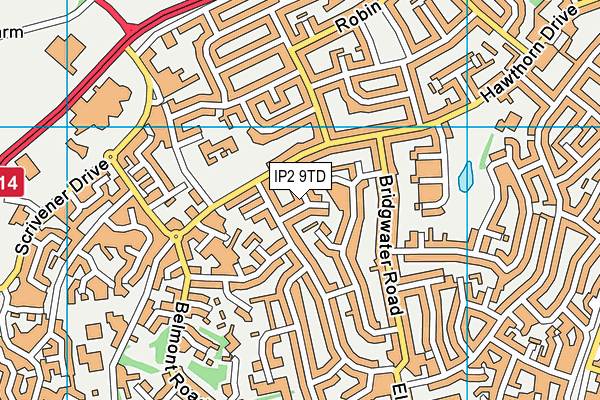 IP2 9TD map - OS VectorMap District (Ordnance Survey)