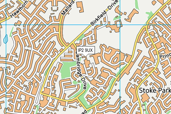 IP2 9UX map - OS VectorMap District (Ordnance Survey)