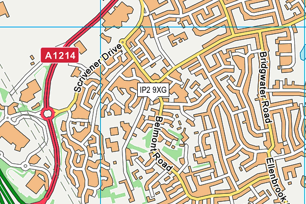 IP2 9XG map - OS VectorMap District (Ordnance Survey)