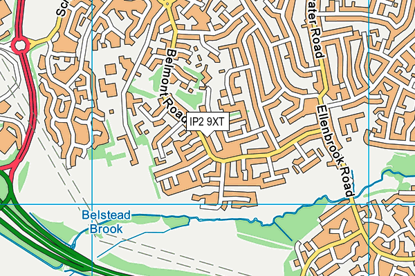 IP2 9XT map - OS VectorMap District (Ordnance Survey)