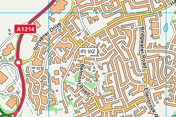 IP2 9XZ map - OS VectorMap District (Ordnance Survey)