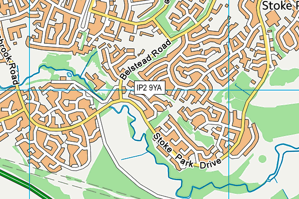 IP2 9YA map - OS VectorMap District (Ordnance Survey)