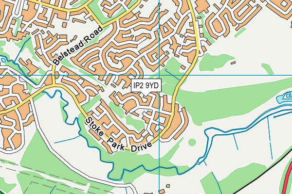 IP2 9YD map - OS VectorMap District (Ordnance Survey)
