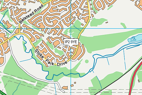 IP2 9YE map - OS VectorMap District (Ordnance Survey)