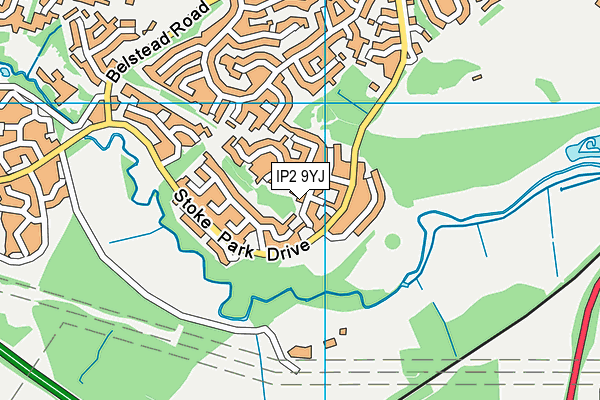 IP2 9YJ map - OS VectorMap District (Ordnance Survey)