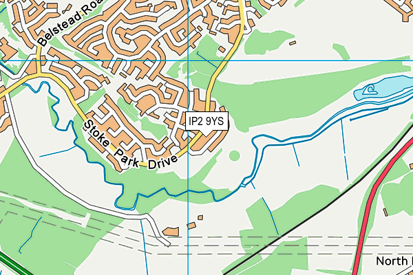 IP2 9YS map - OS VectorMap District (Ordnance Survey)
