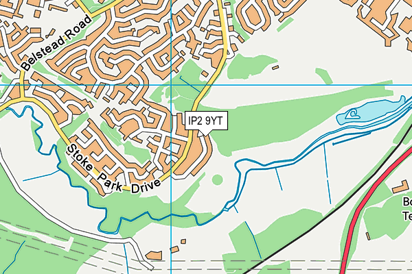 IP2 9YT map - OS VectorMap District (Ordnance Survey)