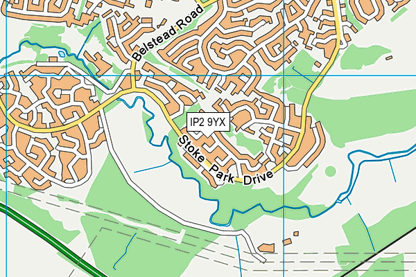 IP2 9YX map - OS VectorMap District (Ordnance Survey)