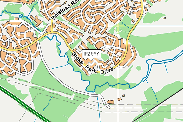 IP2 9YY map - OS VectorMap District (Ordnance Survey)