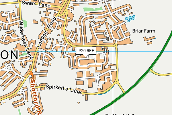 IP20 9FE map - OS VectorMap District (Ordnance Survey)