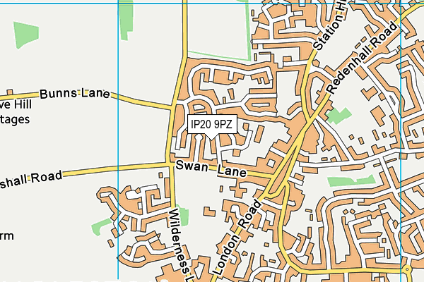 IP20 9PZ map - OS VectorMap District (Ordnance Survey)