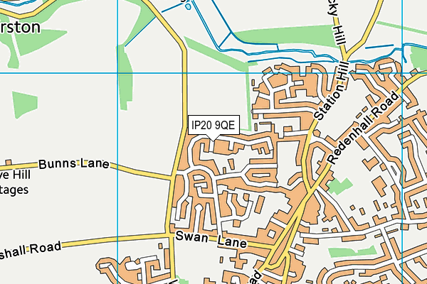 IP20 9QE map - OS VectorMap District (Ordnance Survey)