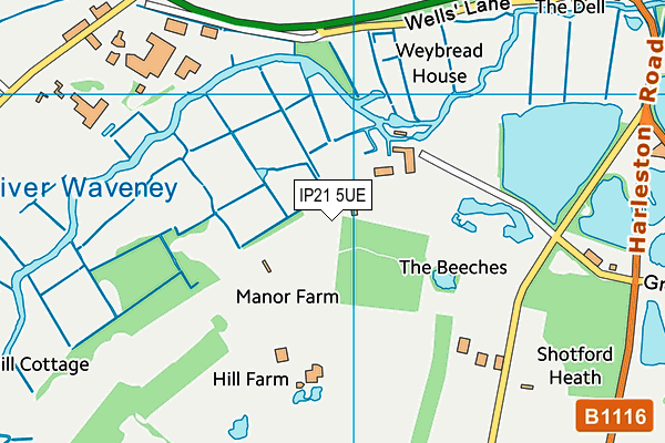 IP21 5UE map - OS VectorMap District (Ordnance Survey)