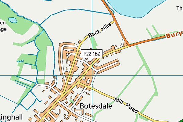 IP22 1BZ map - OS VectorMap District (Ordnance Survey)