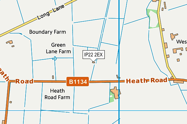 IP22 2EX map - OS VectorMap District (Ordnance Survey)