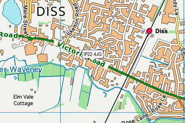 Diss Leisure Centre map (IP22 4JG) - OS VectorMap District (Ordnance Survey)
