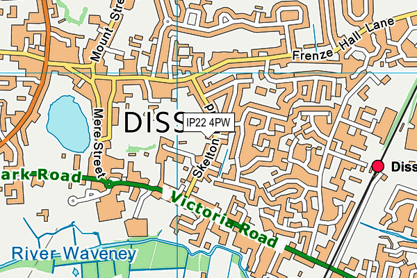 IP22 4PW map - OS VectorMap District (Ordnance Survey)