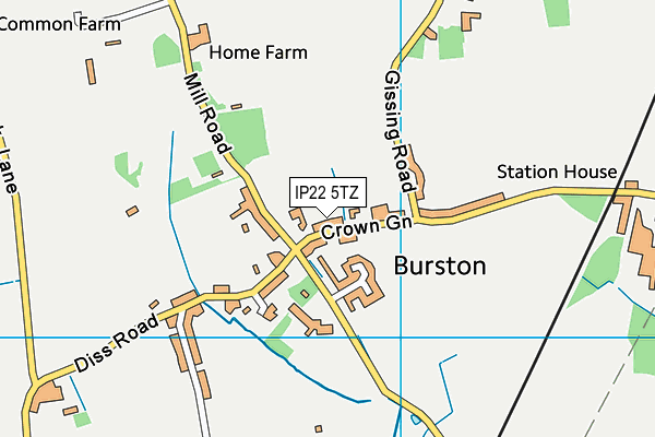 Burston Primary School (Closed) map (IP22 5TZ) - OS VectorMap District (Ordnance Survey)