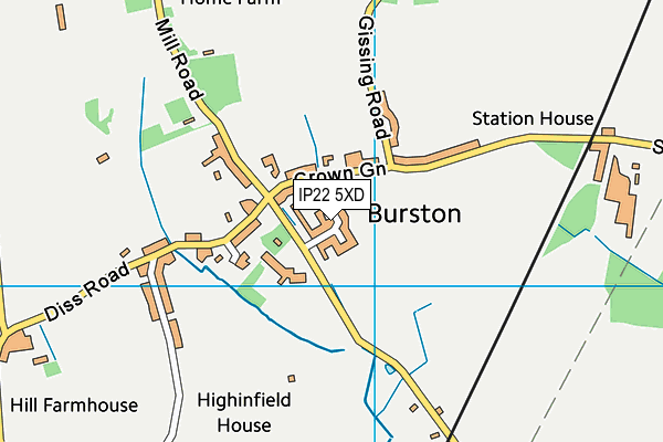 IP22 5XD map - OS VectorMap District (Ordnance Survey)