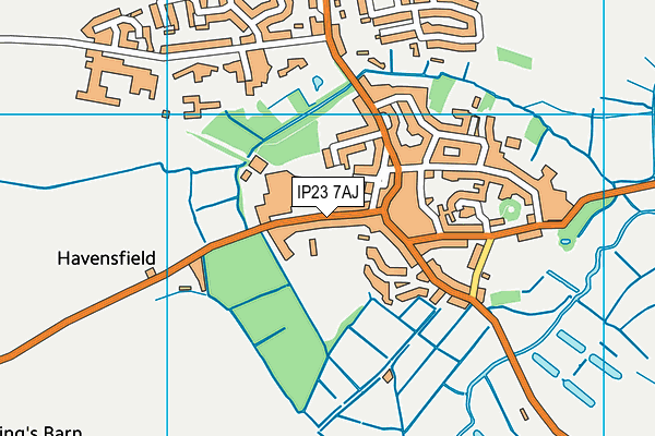 IP23 7AJ map - OS VectorMap District (Ordnance Survey)