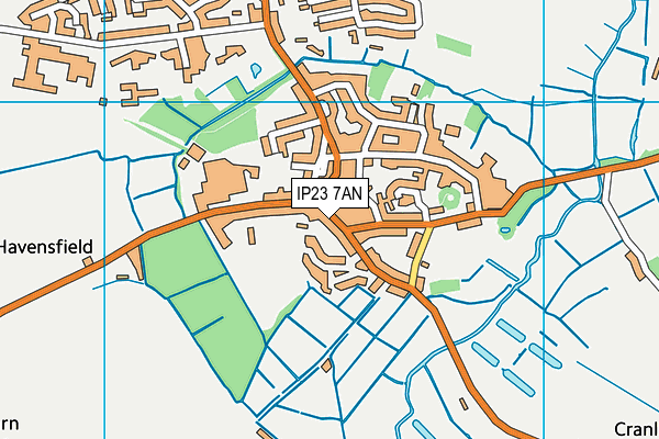 IP23 7AN map - OS VectorMap District (Ordnance Survey)