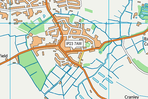 IP23 7AW map - OS VectorMap District (Ordnance Survey)