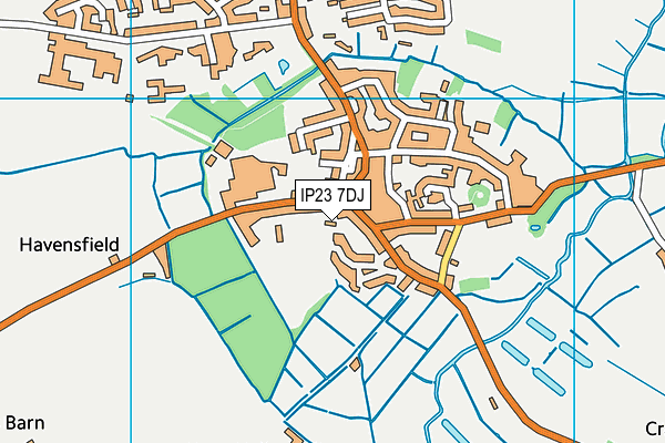 IP23 7DJ map - OS VectorMap District (Ordnance Survey)