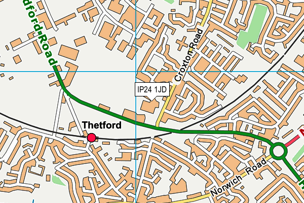 Map of THETFORD HEALTHCARE C.I.C. at district scale