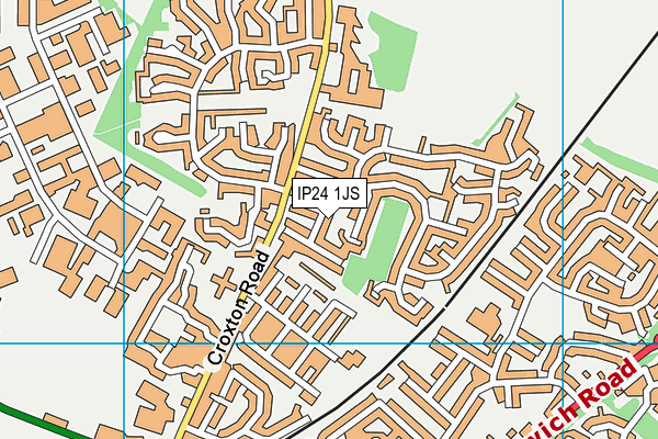 IP24 1JS map - OS VectorMap District (Ordnance Survey)