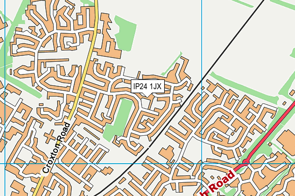 IP24 1JX map - OS VectorMap District (Ordnance Survey)