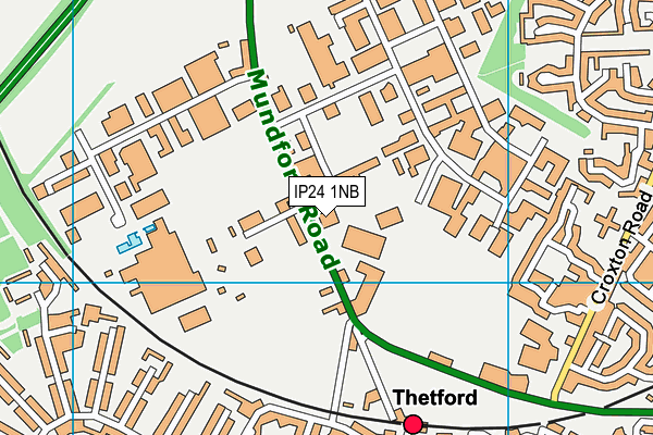 Thetford Town Football Club map (IP24 1NB) - OS VectorMap District (Ordnance Survey)