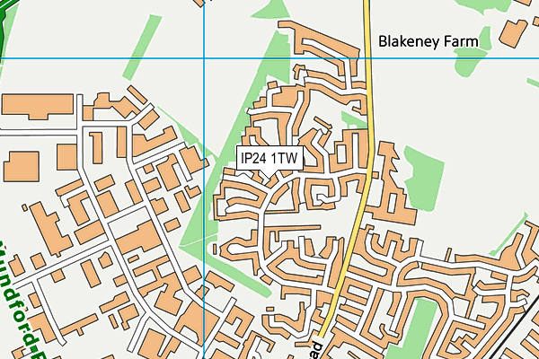 IP24 1TW map - OS VectorMap District (Ordnance Survey)